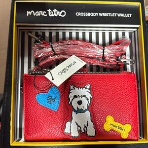 NWT Marc Tetro Red Westie Crossbody wristlet wallet